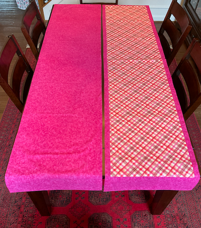 82" Coral Plaid Table Runner and Napkins (Set of 4 or 6)